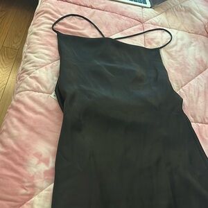 Zara Black Satin Slip Mini Dress
